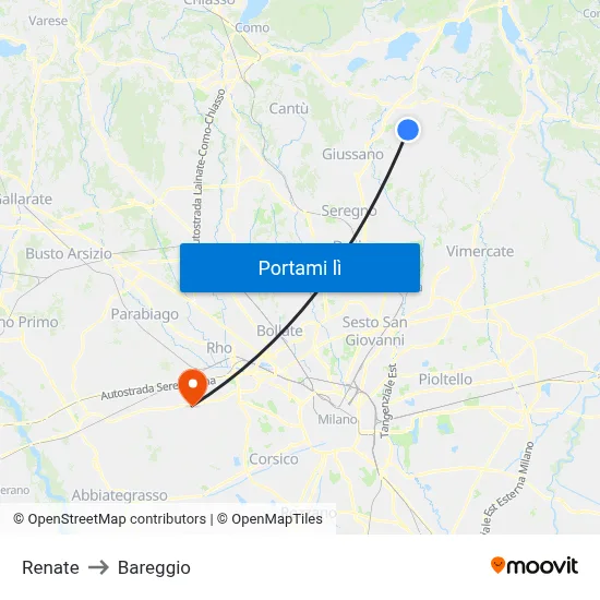 Renate to Bareggio map