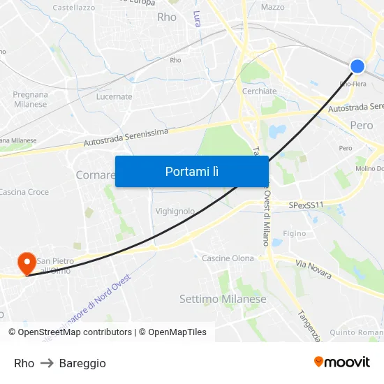 Rho to Bareggio map