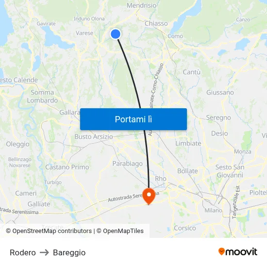 Rodero to Bareggio map