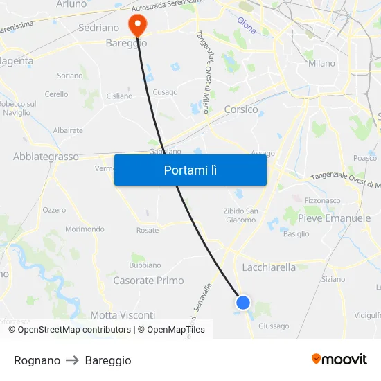 Rognano to Bareggio map