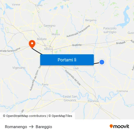 Romanengo to Bareggio map