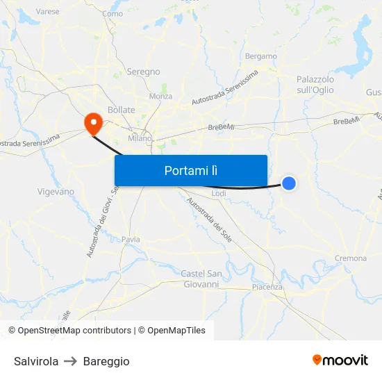 Salvirola to Bareggio map