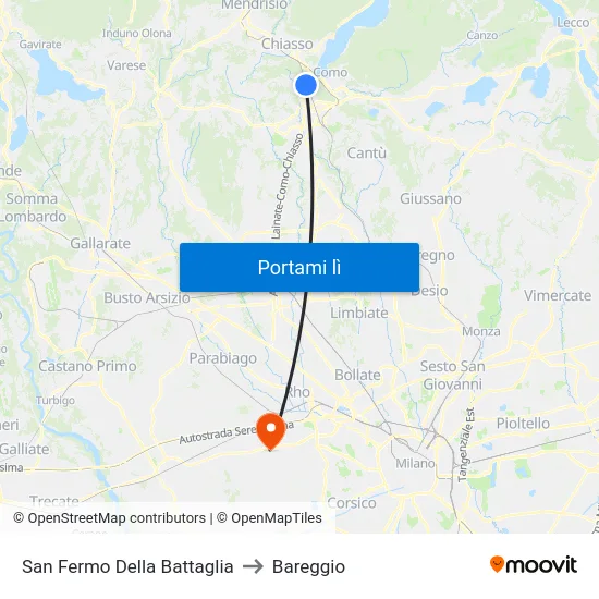 San Fermo Della Battaglia to Bareggio map