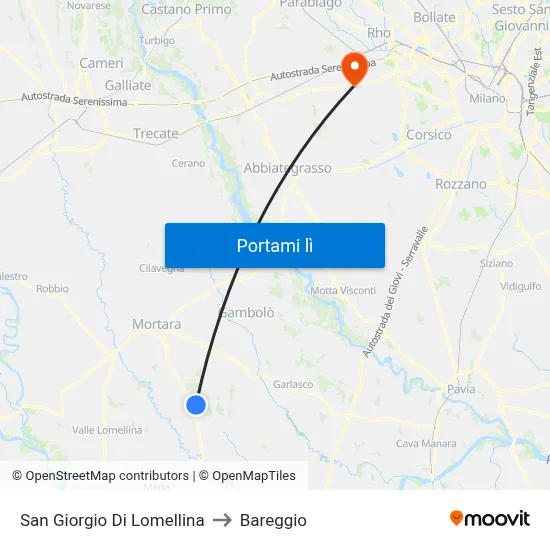 San Giorgio Di Lomellina to Bareggio map