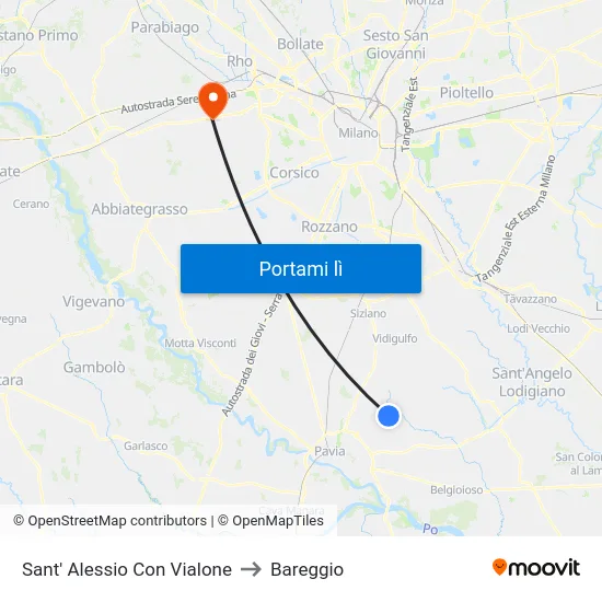 Sant' Alessio Con Vialone to Bareggio map