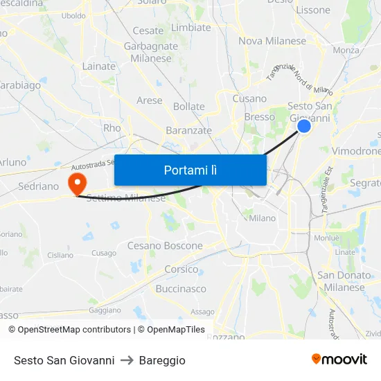 Sesto San Giovanni to Bareggio map