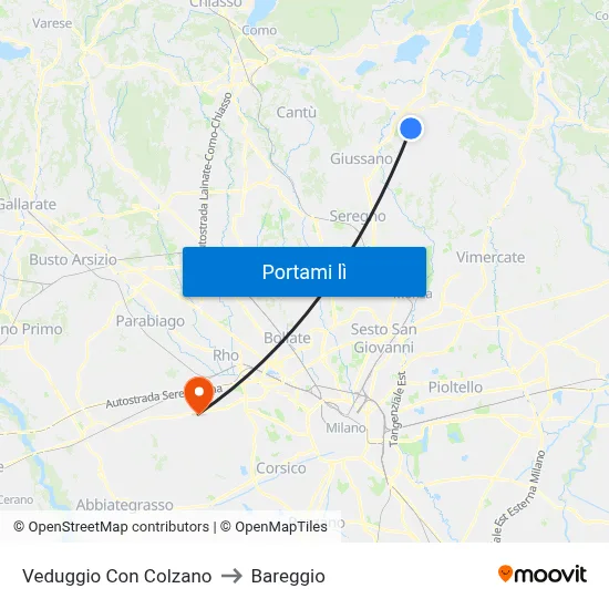 Veduggio Con Colzano to Bareggio map