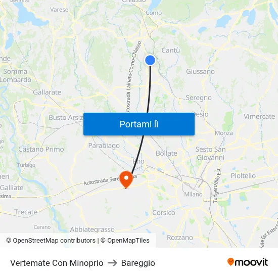 Vertemate Con Minoprio to Bareggio map