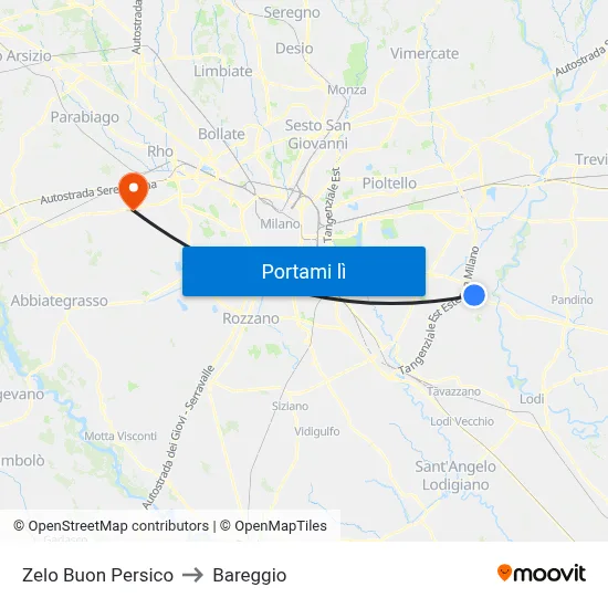 Zelo Buon Persico to Bareggio map