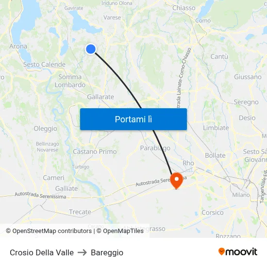 Crosio Della Valle to Bareggio map