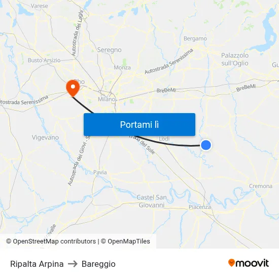 Ripalta Arpina to Bareggio map