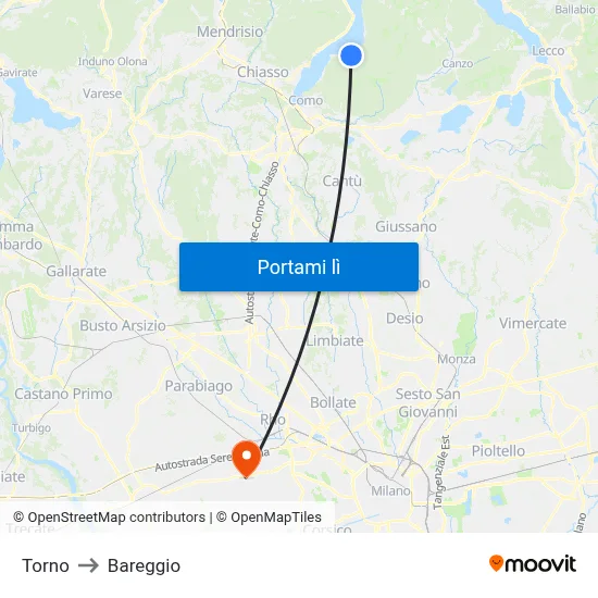 Torno to Bareggio map