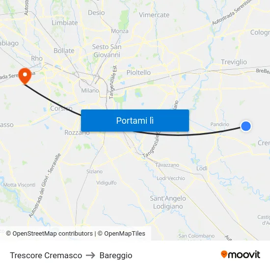 Trescore Cremasco to Bareggio map