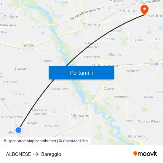 ALBONESE to Bareggio map
