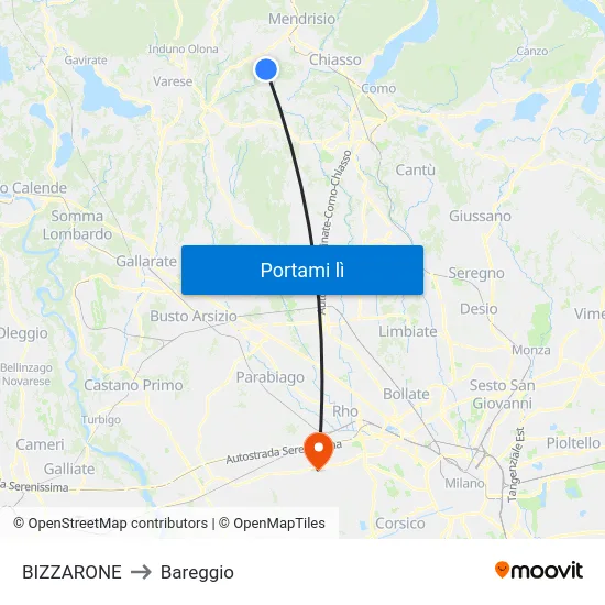 BIZZARONE to Bareggio map