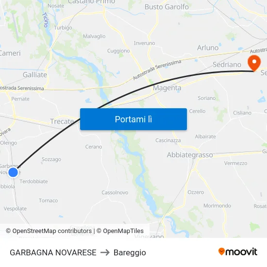 GARBAGNA NOVARESE to Bareggio map