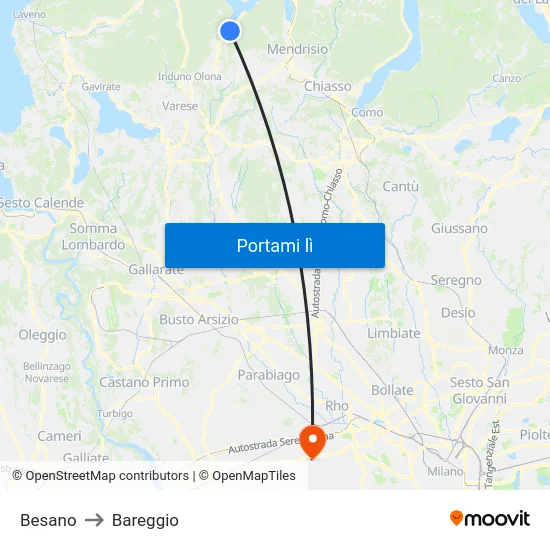 Besano to Bareggio map