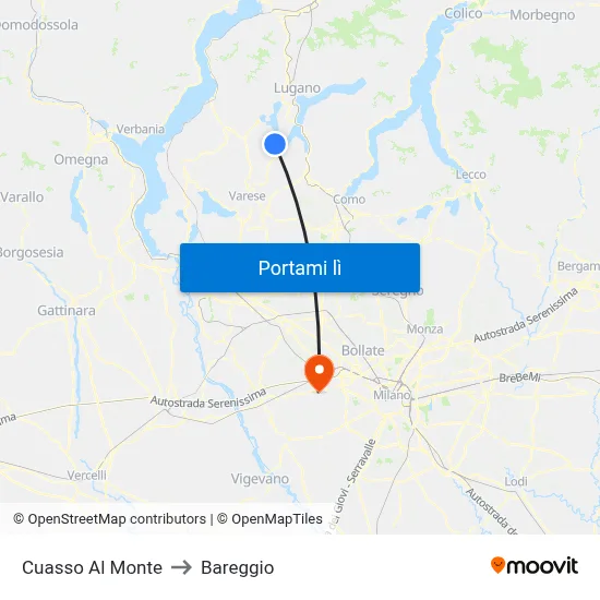 Cuasso Al Monte to Bareggio map