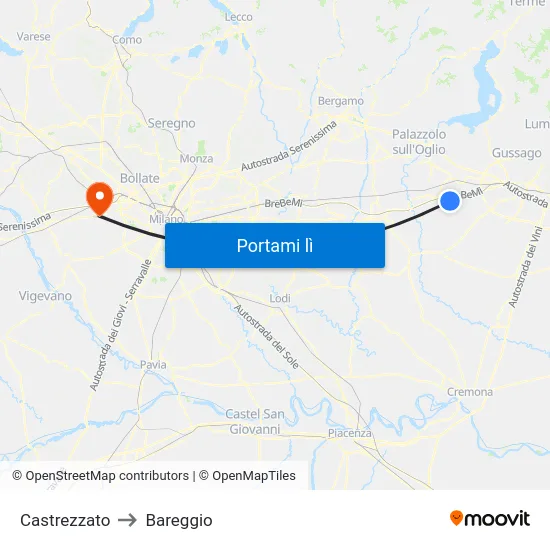 Castrezzato to Bareggio map