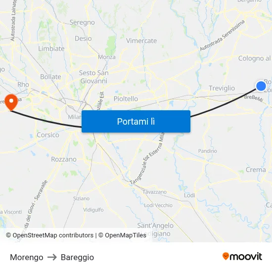 Morengo to Bareggio map