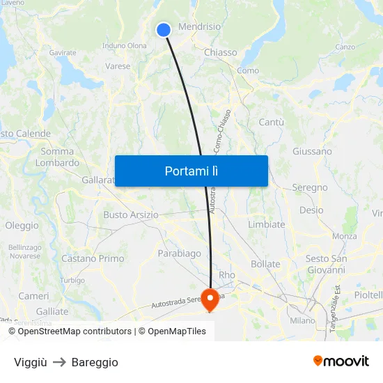 Viggiù to Bareggio map