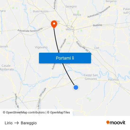 Lirio to Bareggio map