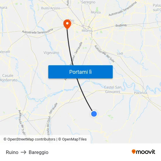 Ruino to Bareggio map