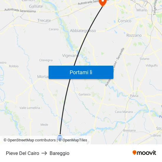 Pieve Del Cairo to Bareggio map