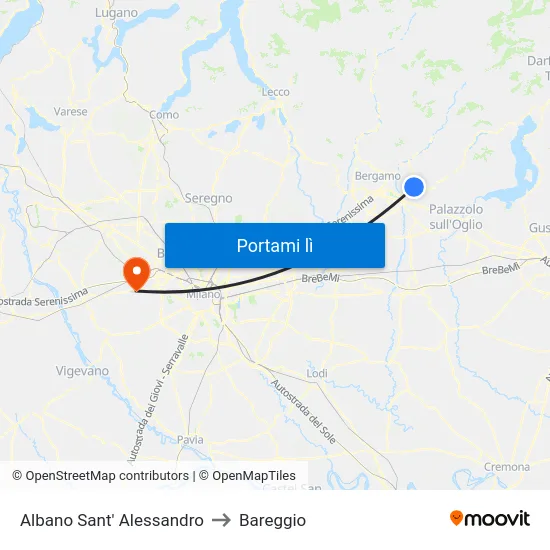 Albano Sant' Alessandro to Bareggio map