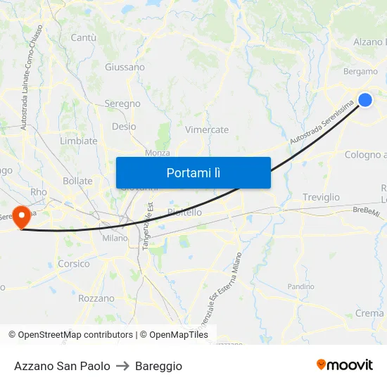 Azzano San Paolo to Bareggio map