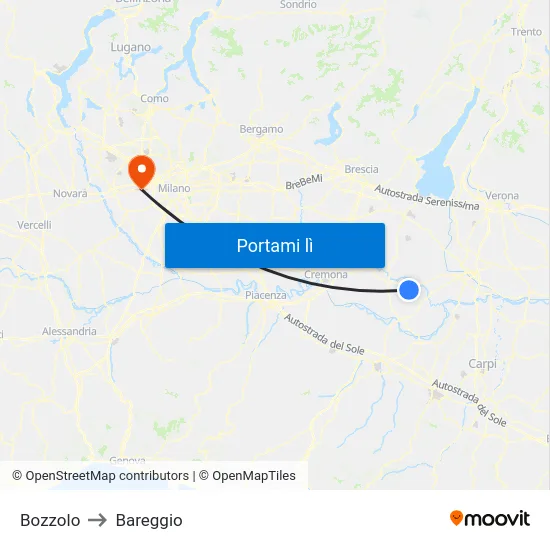 Bozzolo to Bareggio map