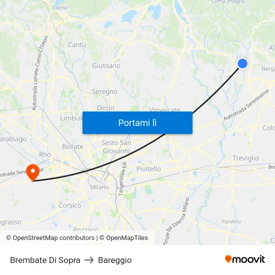 Brembate Di Sopra to Bareggio map