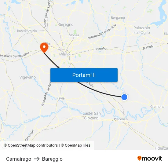 Camairago to Bareggio map