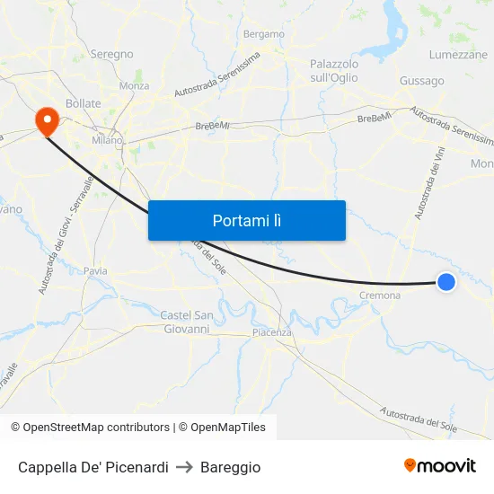 Cappella De' Picenardi to Bareggio map