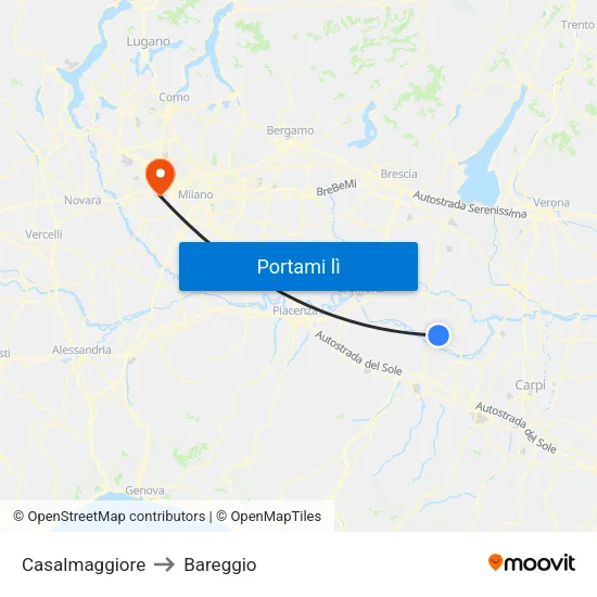 Casalmaggiore to Bareggio map