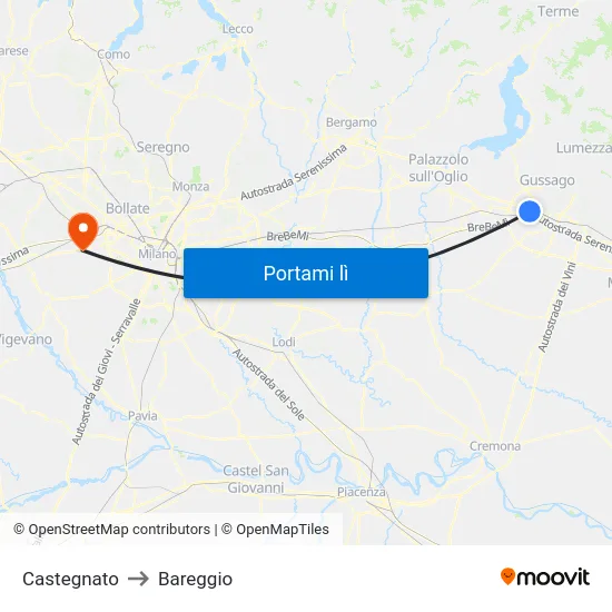 Castegnato to Bareggio map