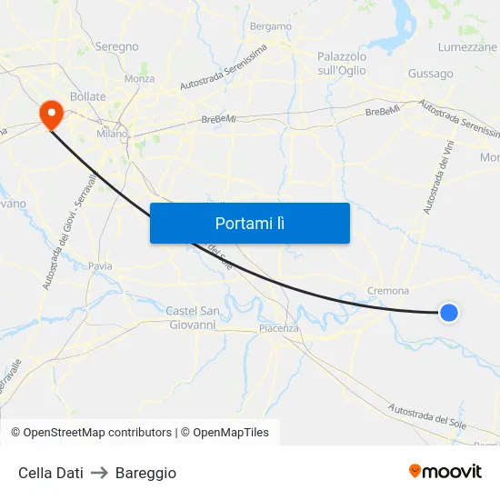 Cella Dati to Bareggio map