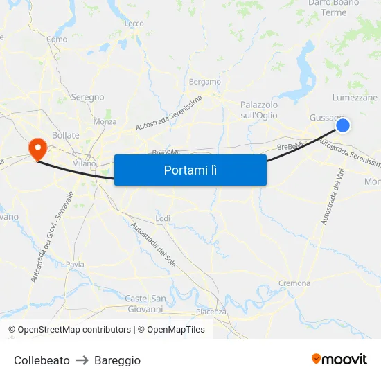 Collebeato to Bareggio map