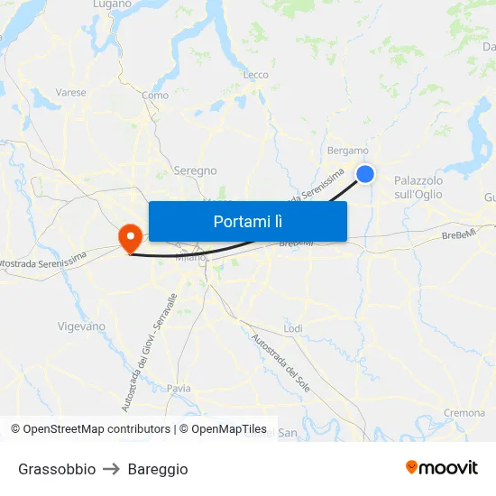 Grassobbio to Bareggio map