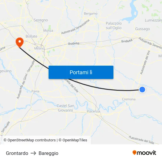 Grontardo to Bareggio map