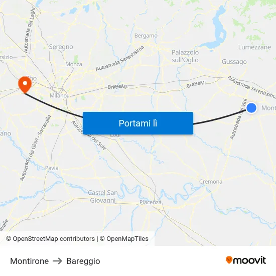 Montirone to Bareggio map
