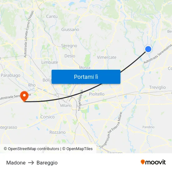 Madone to Bareggio map