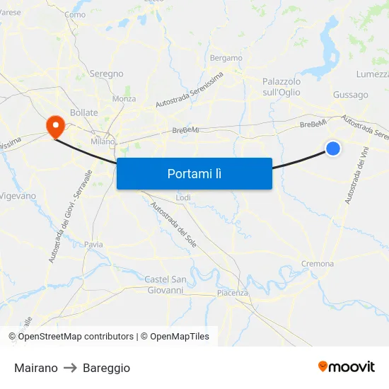 Mairano to Bareggio map
