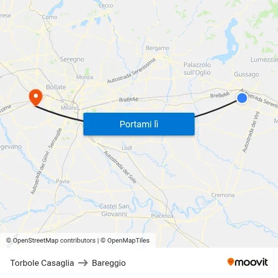 Torbole Casaglia to Bareggio map