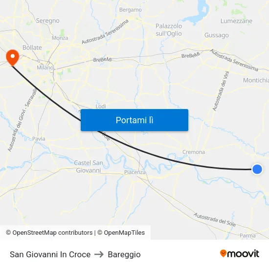 San Giovanni In Croce to Bareggio map