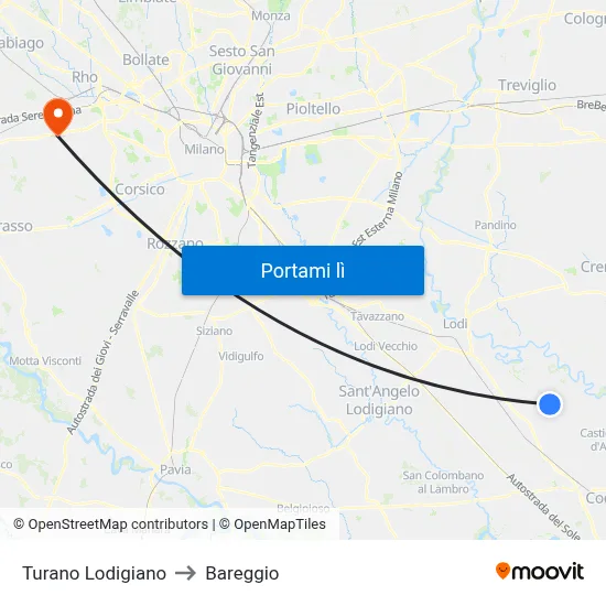 Turano Lodigiano to Bareggio map