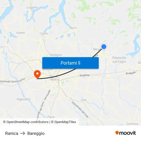 Ranica to Bareggio map