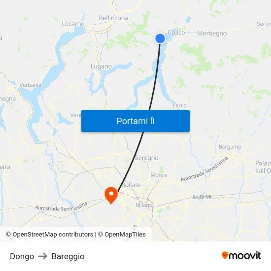 Dongo to Bareggio map