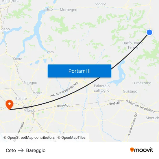 Ceto to Bareggio map