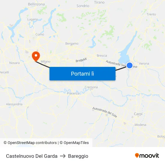 Castelnuovo Del Garda to Bareggio map